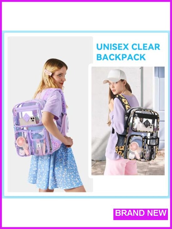 Clear Heavy Duty PVC Backpack for School Stadium Approved Laptop Bookbag